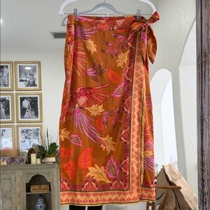 Rachel Zoe Vibrant Orange and Pink Wrap Skirt